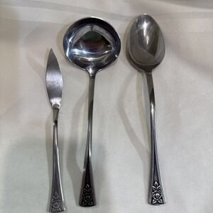 Oneida Northland Pasadena Stainless Serving Pcs Spoon Ladle Knife Korea Lot of 3